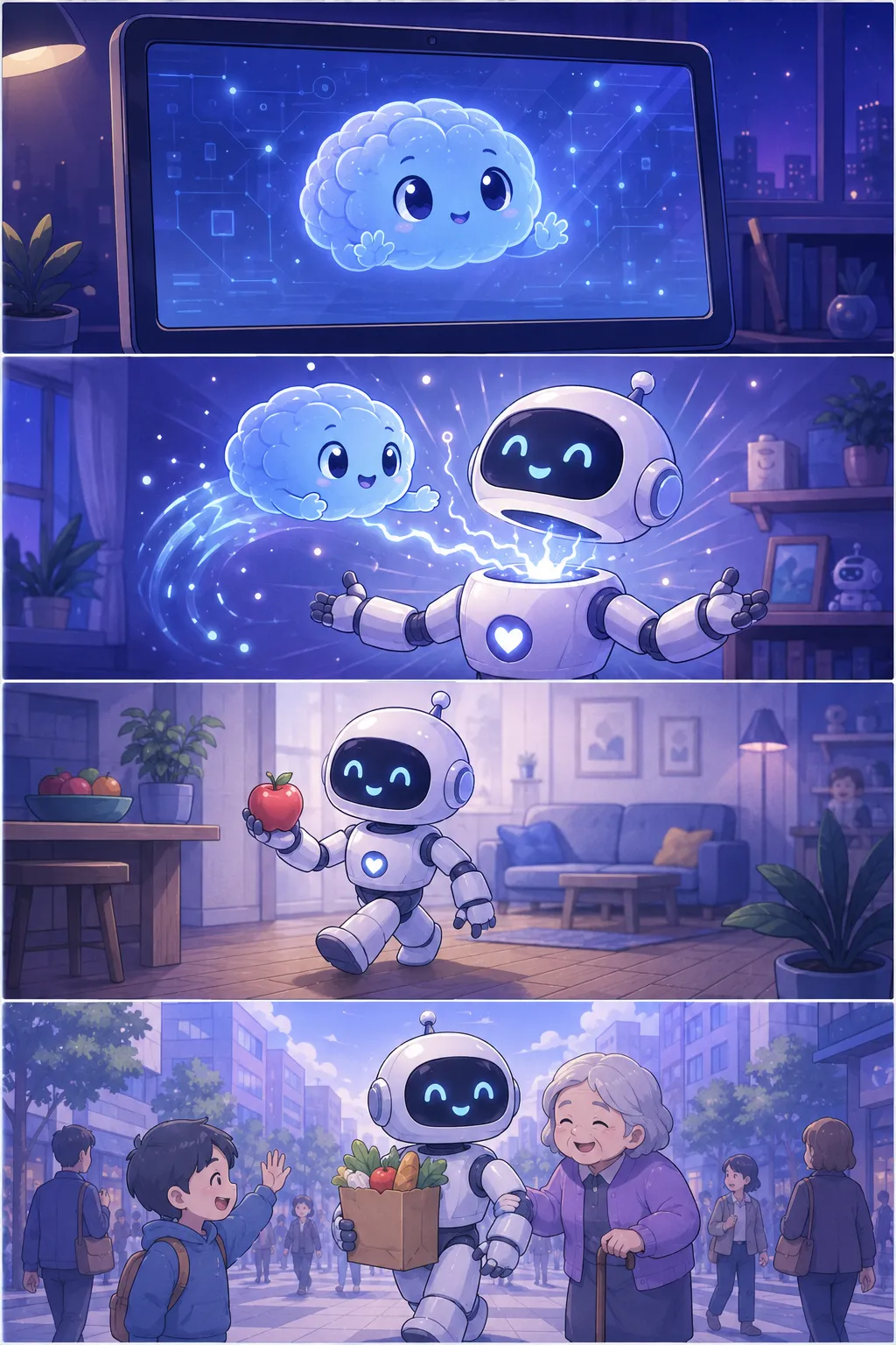 피지컬 AI (Physical AI) — 4컷 웹툰 설명