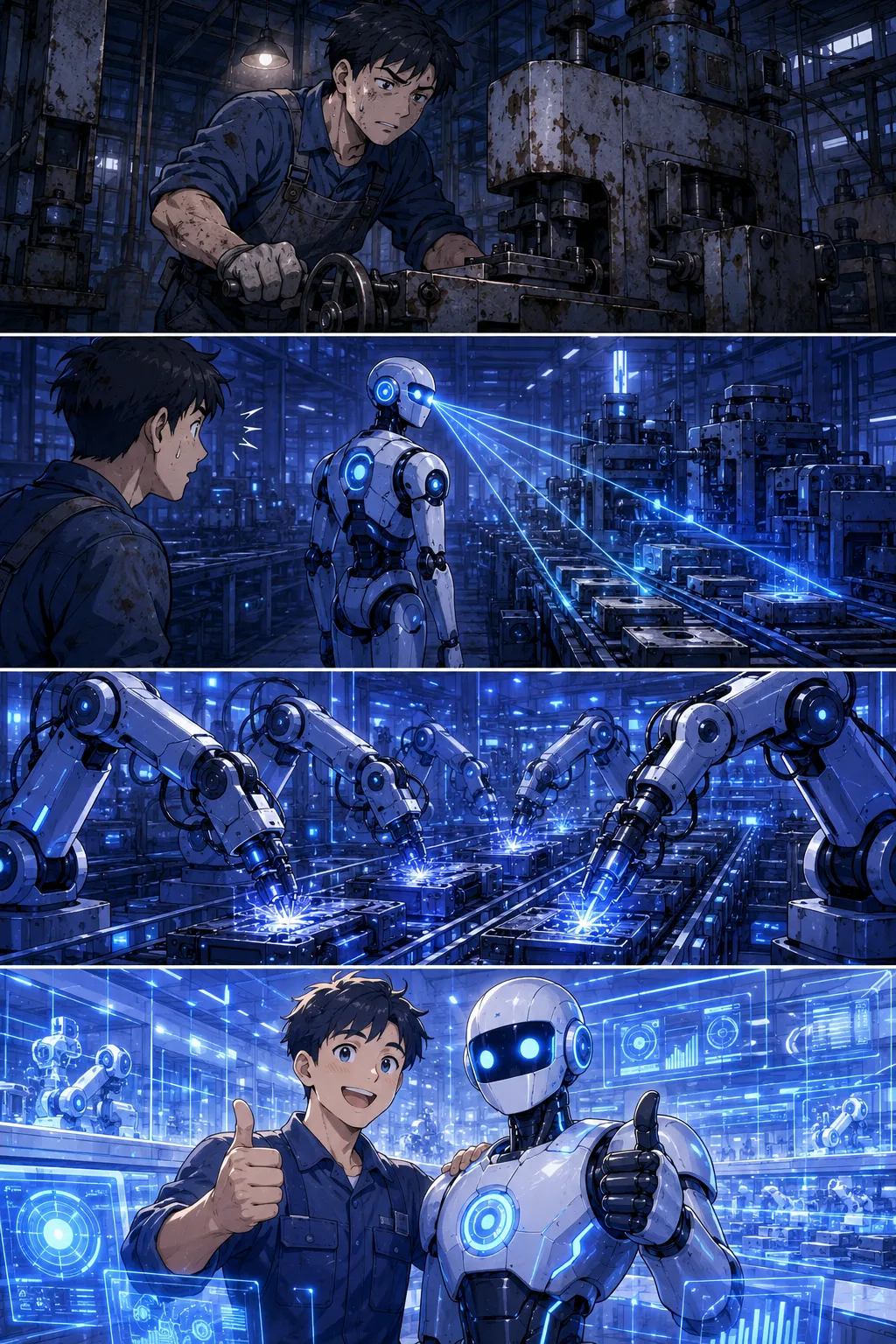 제조AX (AI Transformation) — 4컷 웹툰 설명