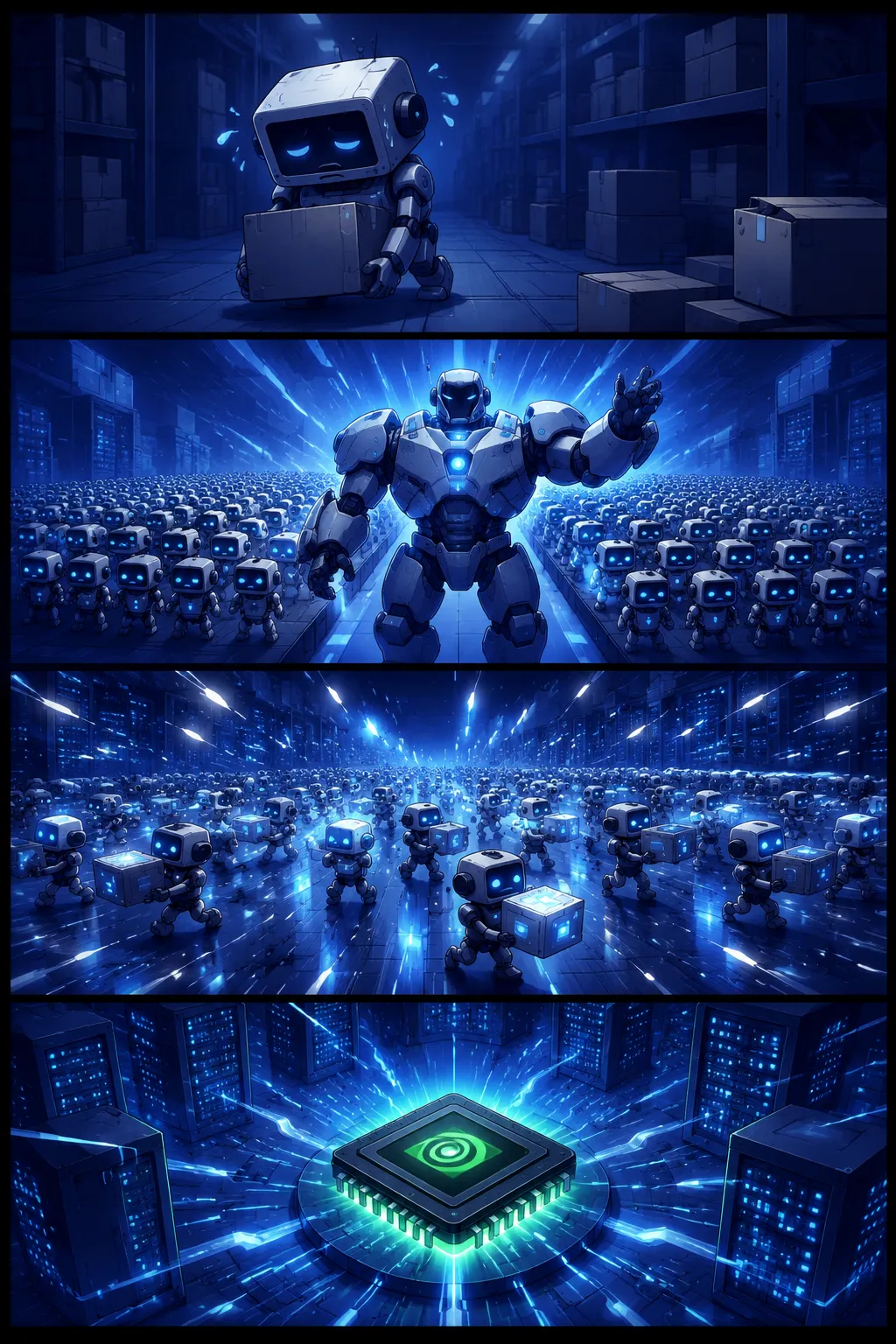 GPU (Graphics Processing Unit) — 4컷 웹툰 설명