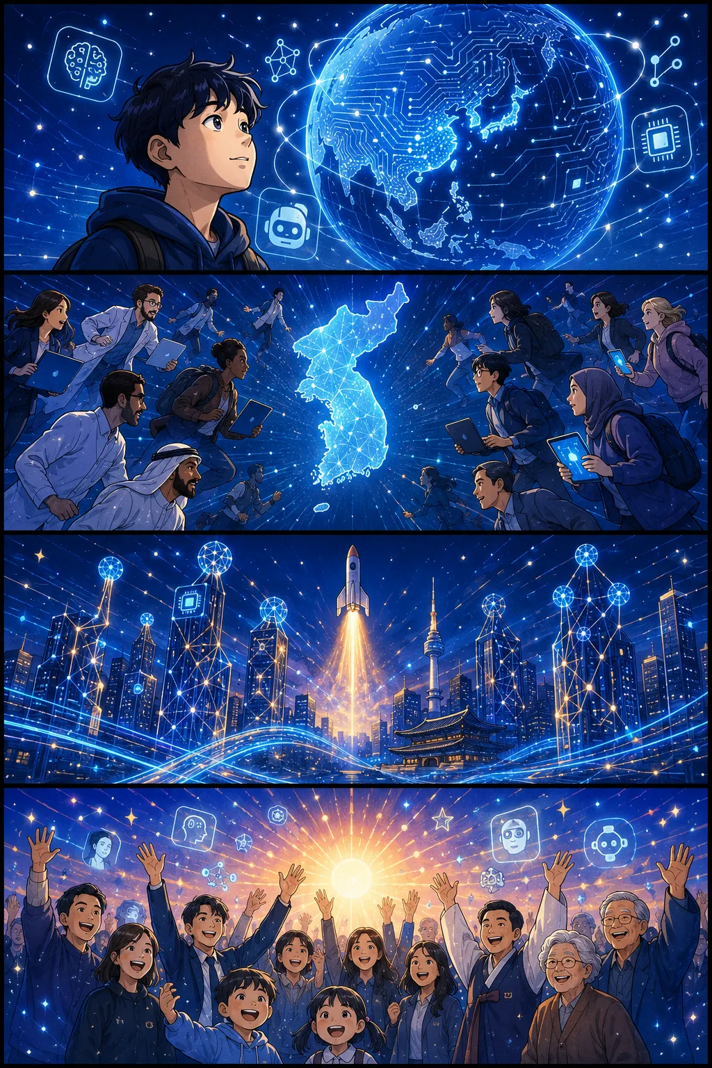 글로벌 AI 허브 — 4컷 웹툰 설명