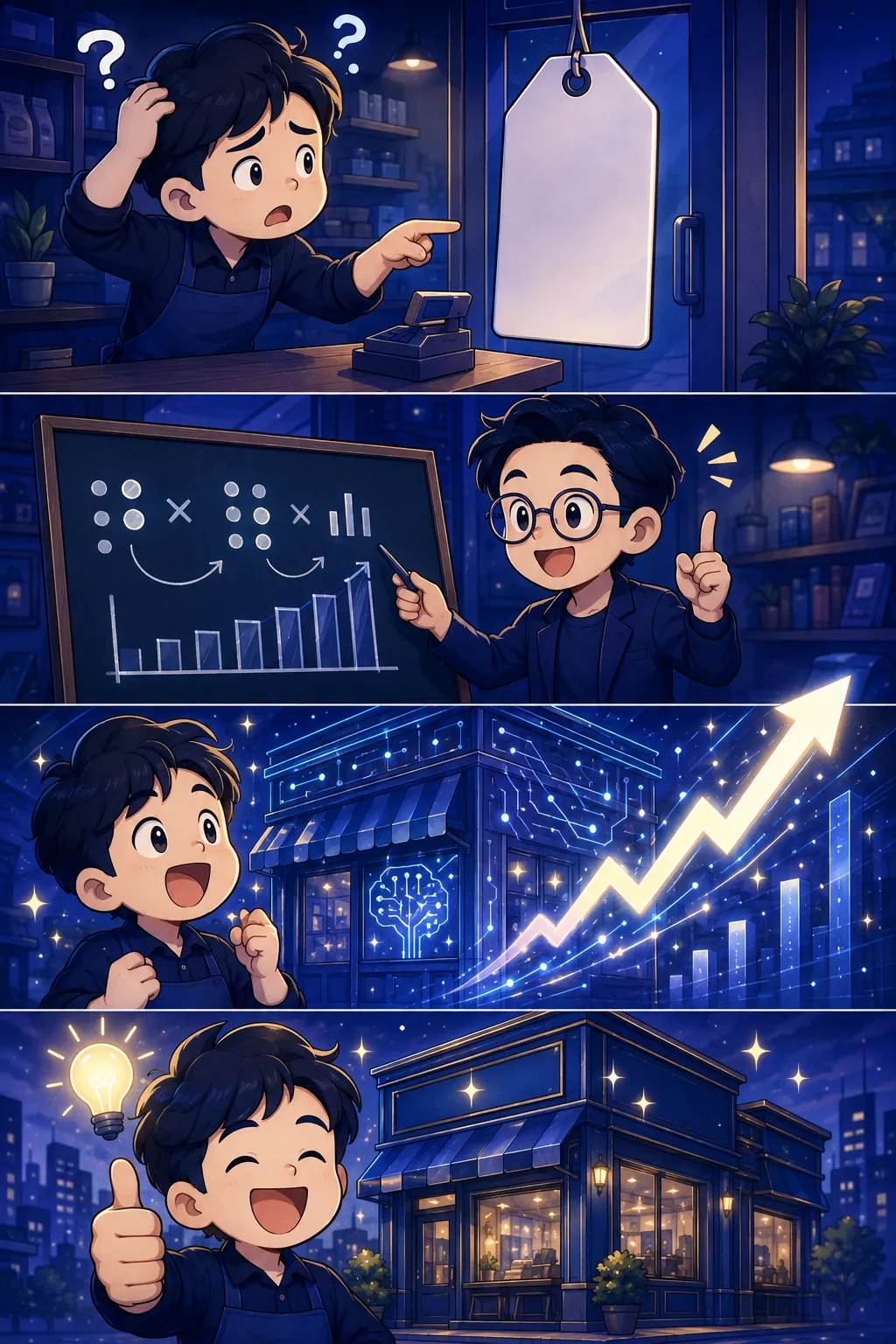멀티플 (Multiple) / 리레이팅 (Re-rating) — 4컷 웹툰 설명