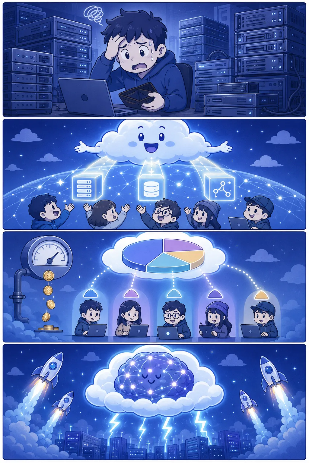 퍼블릭 클라우드 — 4컷 웹툰 설명