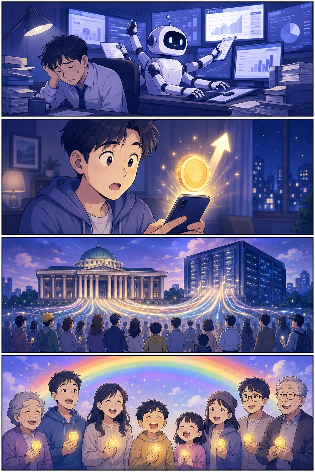 기본소득 — 4컷 웹툰 설명