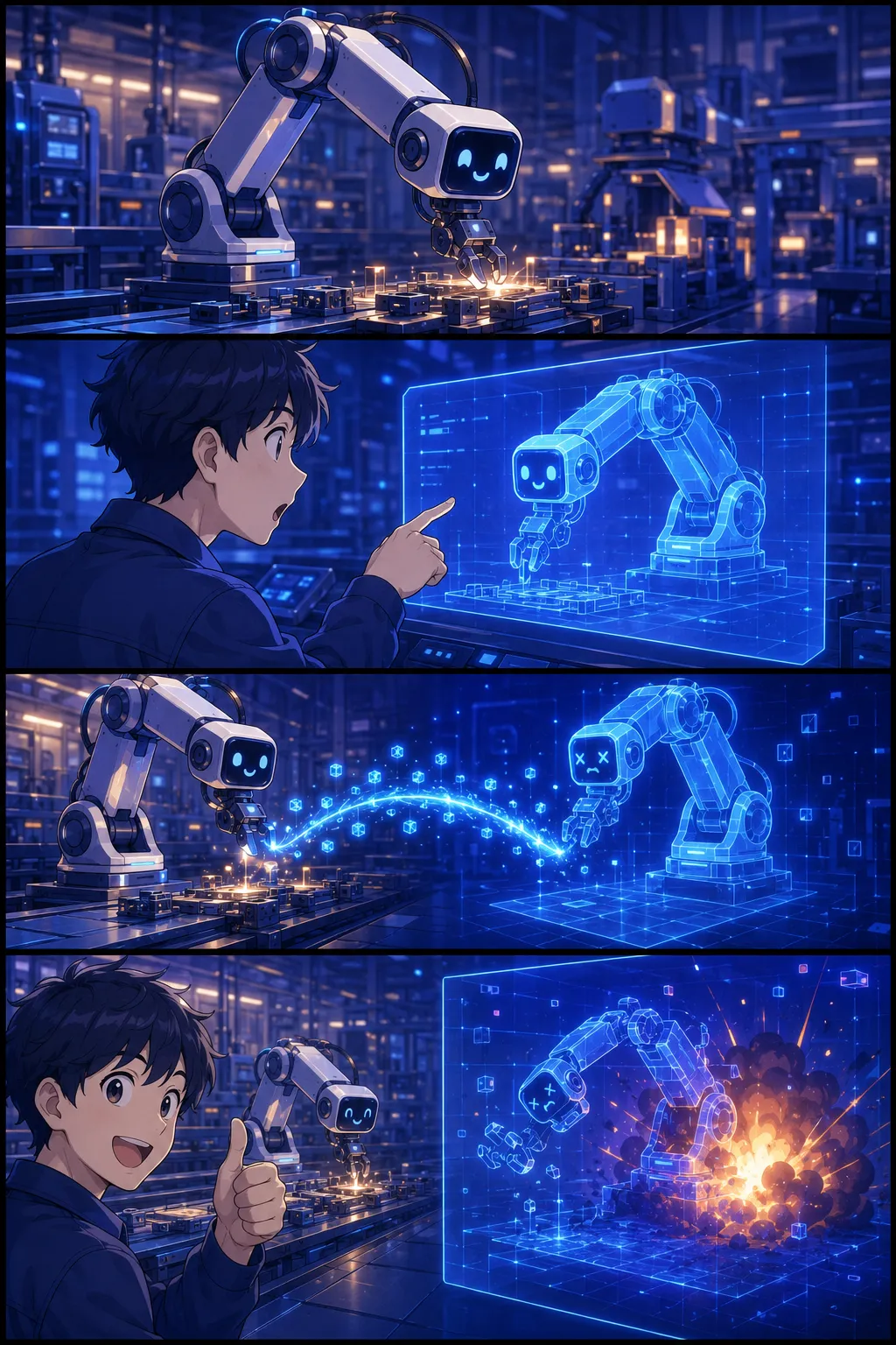 디지털 트윈(Digital Twin) — 4컷 웹툰 설명